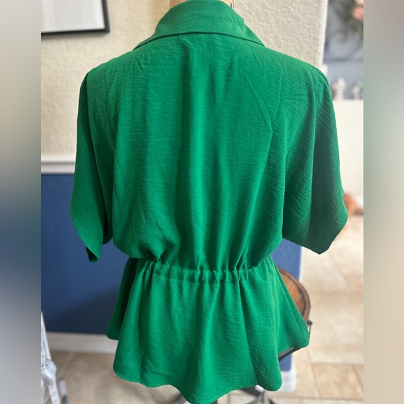 Endless Threads Boutique Emerald Green Collared Dolman Sleeve Blouse Top XL - Picture 8 of 15